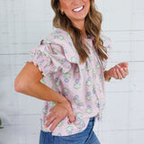 Fisher French Floral Scallop Collar Top Karlie