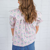 Fisher French Floral Scallop Collar Top Karlie