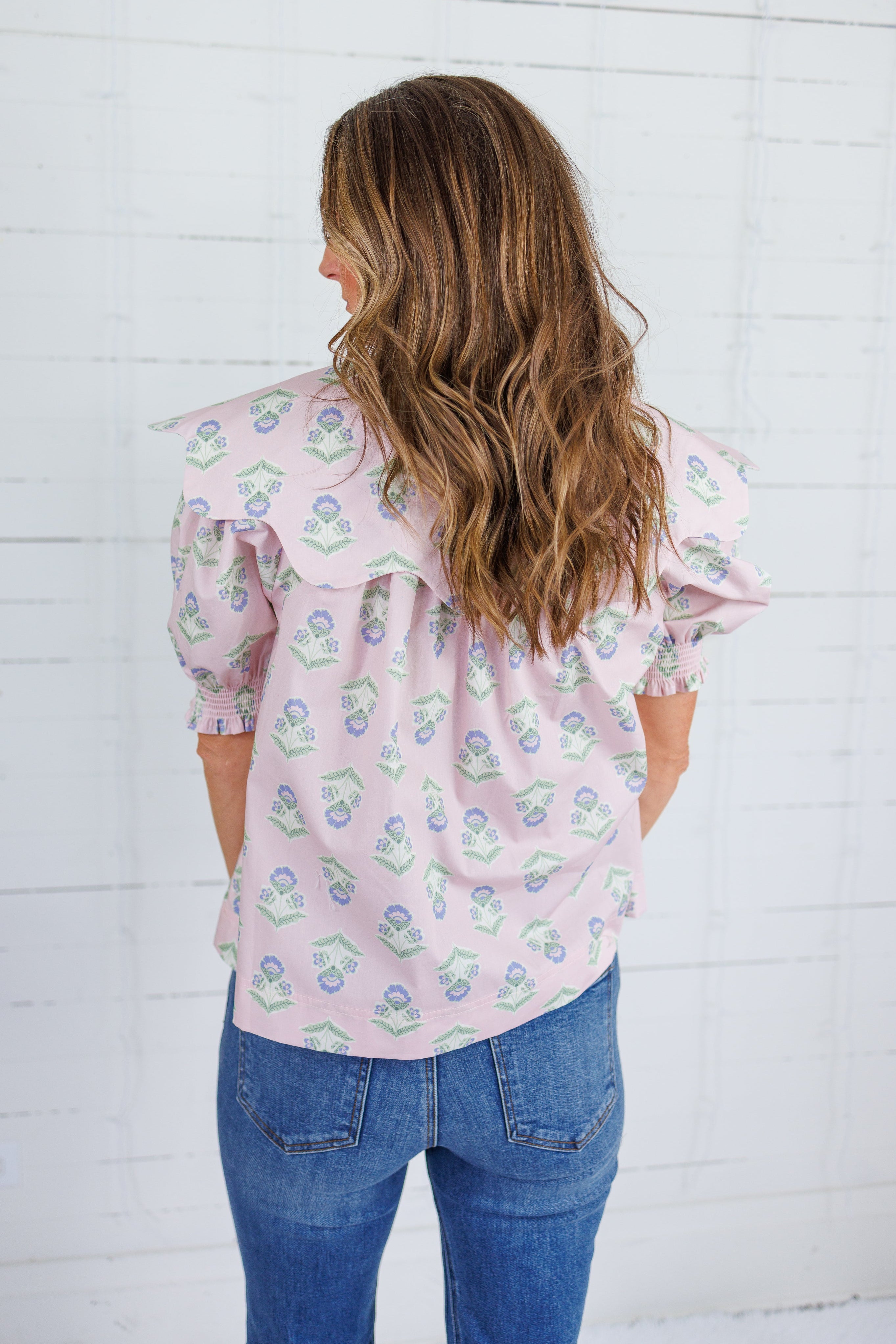 Fisher French Floral Scallop Collar Top Karlie
