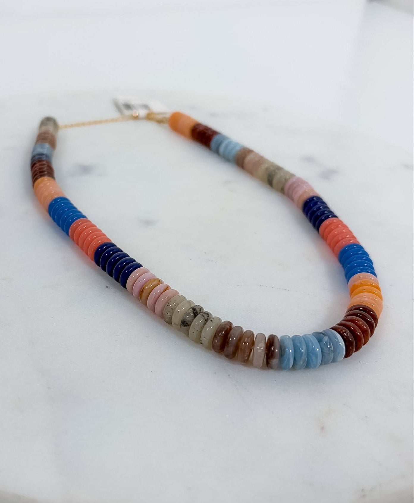 Flat Resin Disc Multi Beaded Necklace