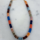 Flat Resin Disc Multi Beaded Necklace