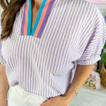 Folly Lavender Striped Top Entro