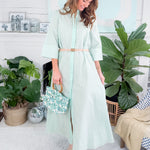 Fore Mint Striped Maxi Shirt Dress