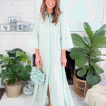 Fore Mint Striped Maxi Shirt Dress