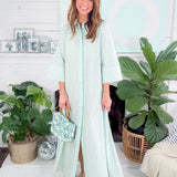 Fore Mint Striped Maxi Shirt Dress