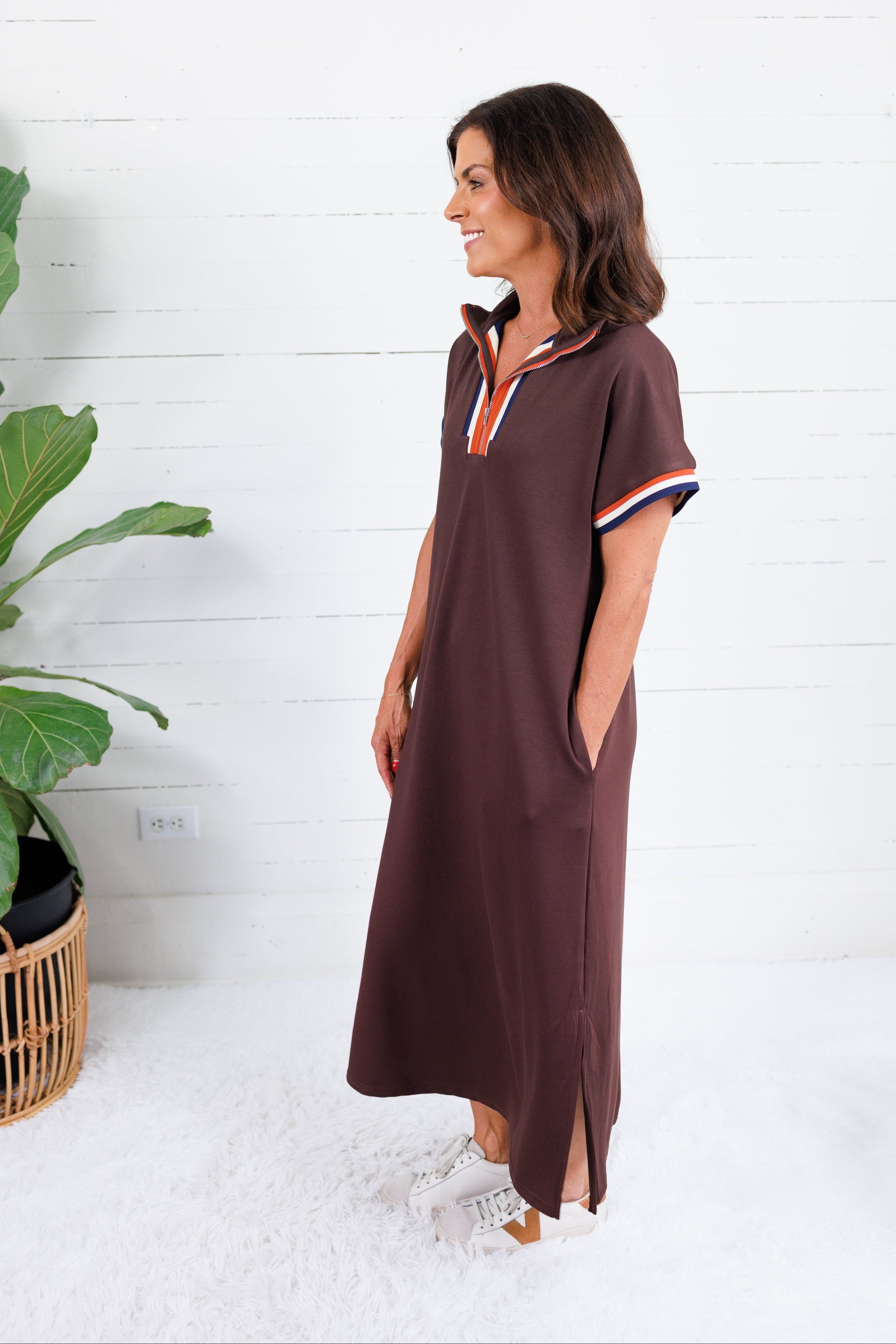 Forsyth Chocolate Brown Knit Caftan Jodifl