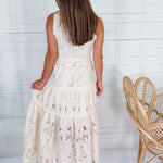 Francia Cream Lace Tiered Maxi Dress
