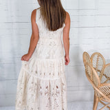 Francia Cream Lace Tiered Maxi Dress
