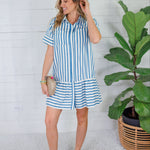 Francie Blue Striped Drop Waist Dress THML