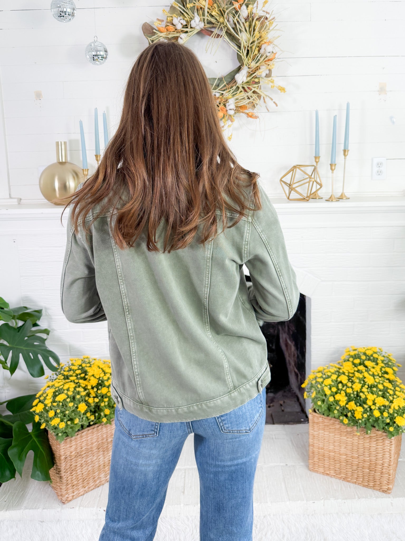 Franklin Olive Knit Denim Style Jacket