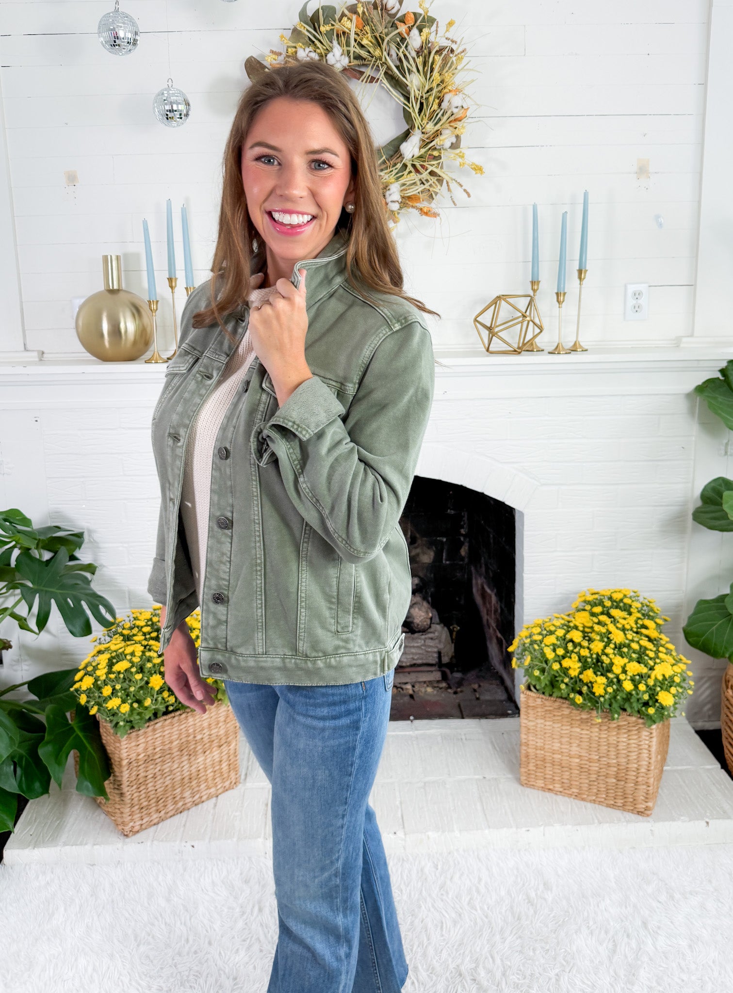 Franklin Olive Knit Denim Style Jacket