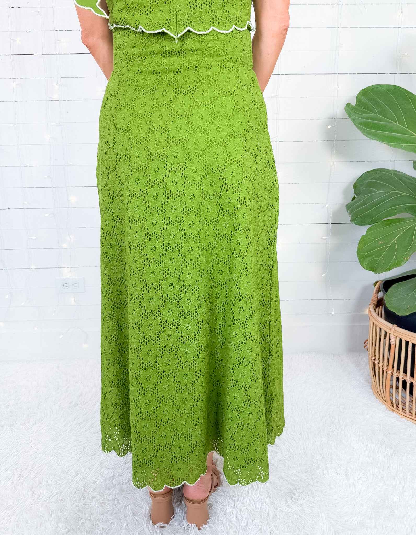 Frannie Kelp Forest Eyelet Maxi Skirt Elizabeth James the Label