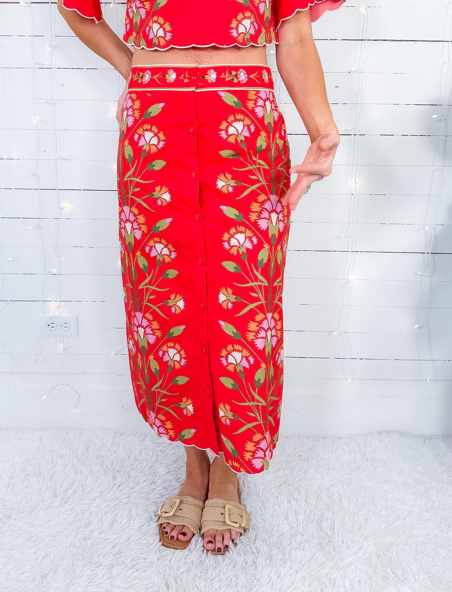 Frannie Poppy Indian Flower Maxi Skirt Elizabeth James the Label 