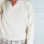 Freeman Cream Plaid Top + Layered Sweater Skies are Blue