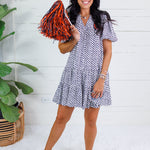 Freeman Navy Polka Dot Mini Dress