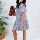 Freeman Navy Polka Dot Mini Dress