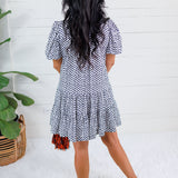 Freeman Navy Polka Dot Mini Dress