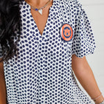 Freeman Navy Polka Dot Mini Dress