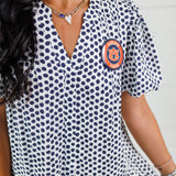 Freeman Navy Polka Dot Mini Dress