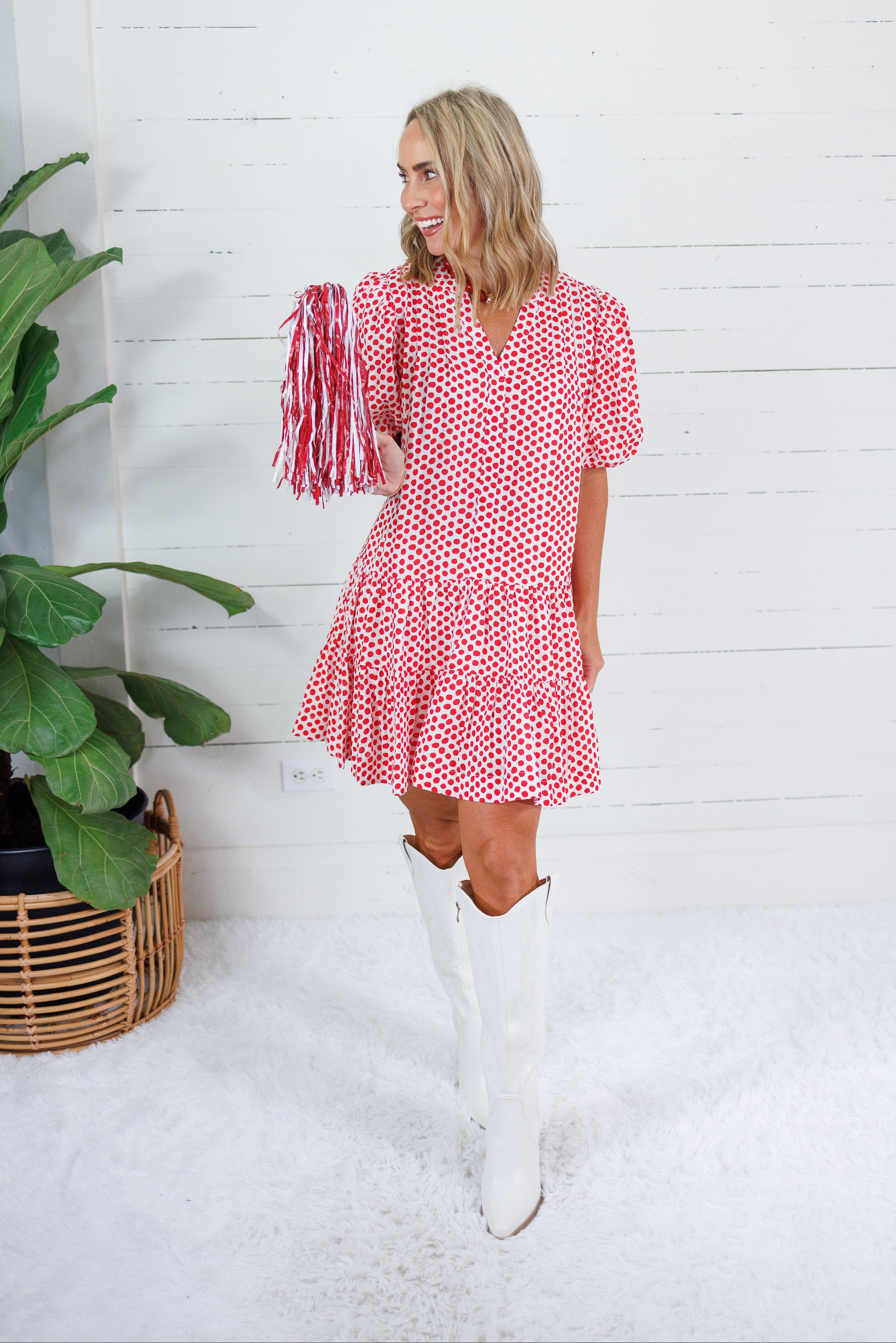 Freeman Red Polka Dot Mini Dress