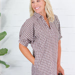 Frontier Cocoa Gingham Caftan Dress Entro