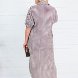 Frontier Cocoa Gingham Caftan Dress Entro