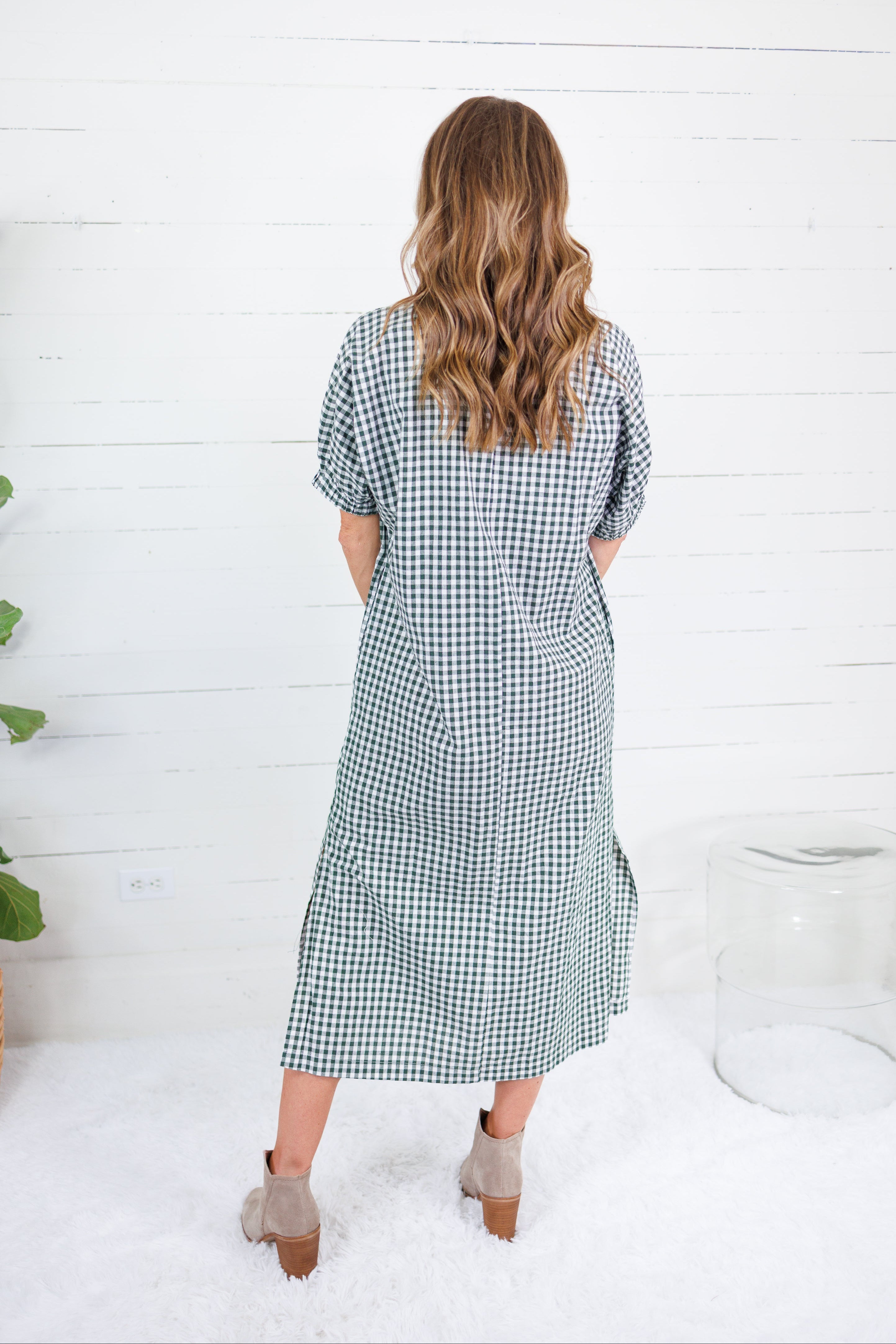 Frontier Pine Gingham Caftan Dress Entro
