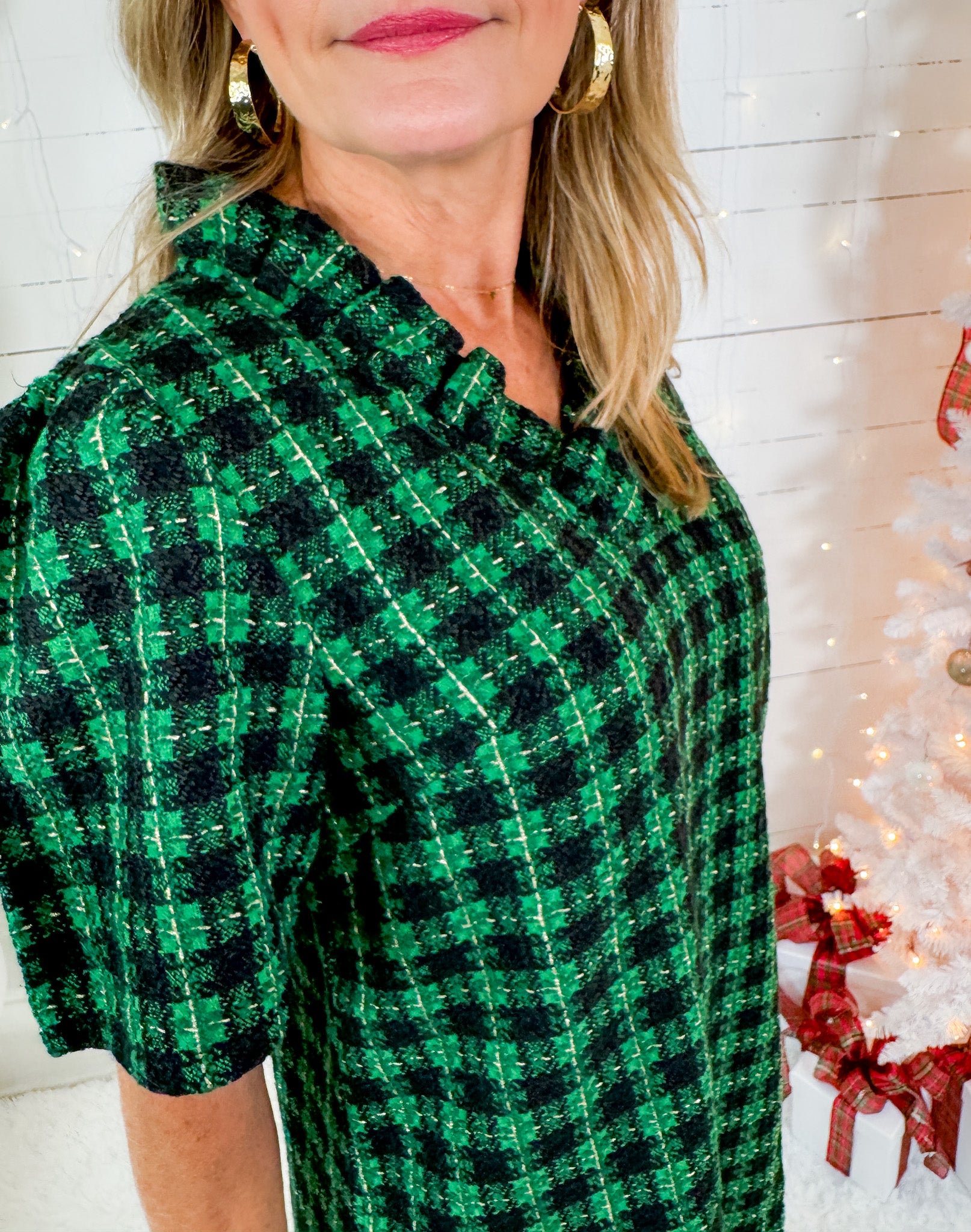 Gable Green Plaid Mini Dress