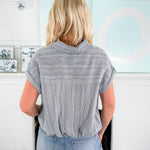 Gaia Grey + White Pleated Top KUT