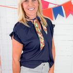 Gaines Navy Top THML 