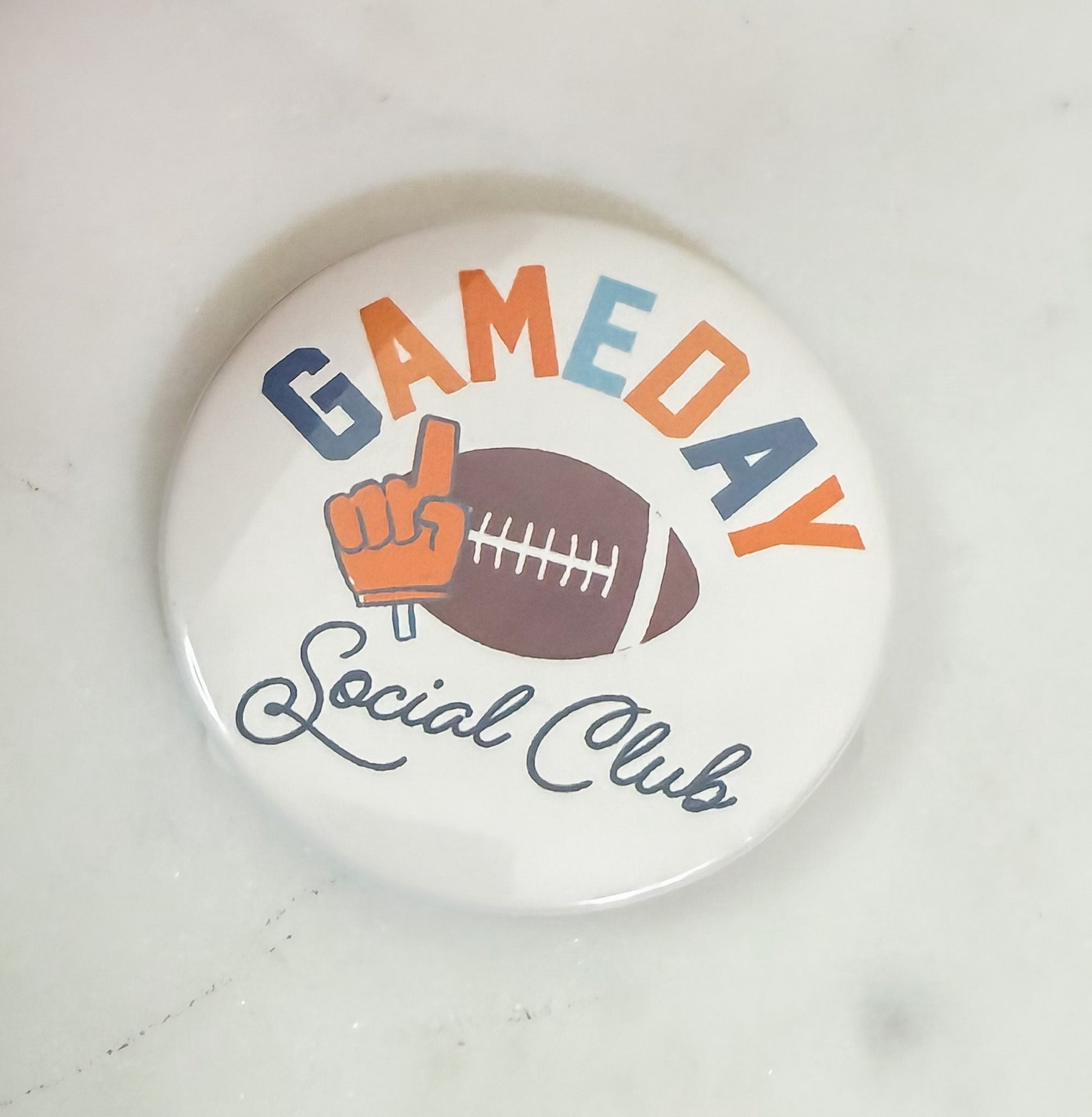 Gameday Social Club Button (Navy & Orange)