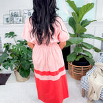 Garfield Peach + Orange Pleated Waist Dress