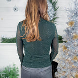 Garner Forest Green Crystal Embellished Top