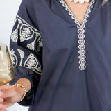 Garner Charcoal Boho Embroidered Midi Dress Pinch