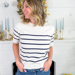 Georgette Ivory + Navy Striped Sweater