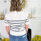 Georgette Ivory + Navy Striped Sweater