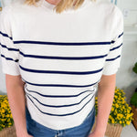 Georgette Ivory + Navy Striped Sweater