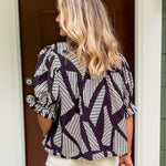 Georgie Geometric Stripes Black Top TCEC