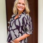 Georgie Geometric Stripes Black Top TCEC