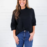 Georgie Black Short Sleeve Sweater Pinch