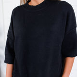 Georgie Black Short Sleeve Sweater Pinch