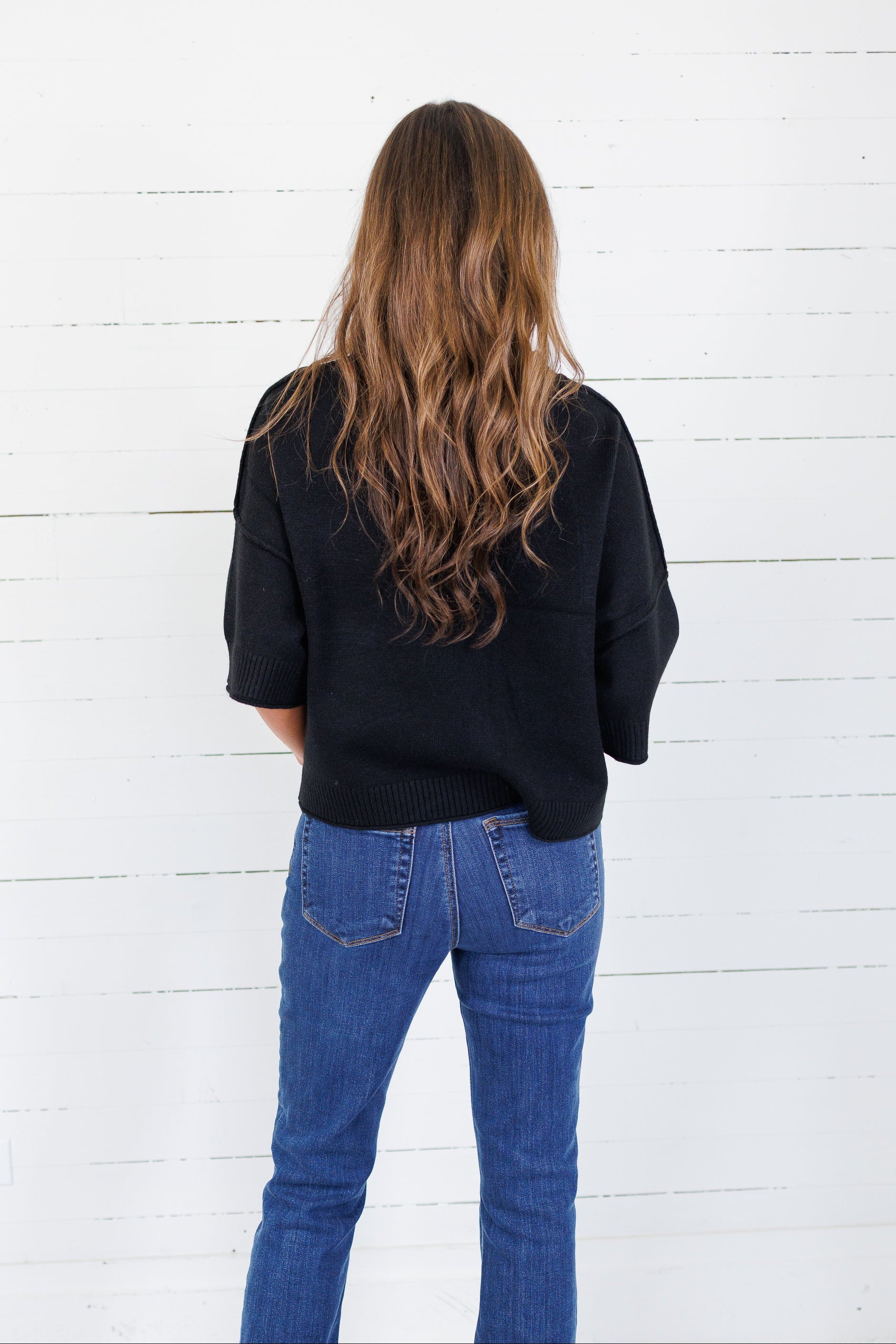 Georgie Black Short Sleeve Sweater Pinch