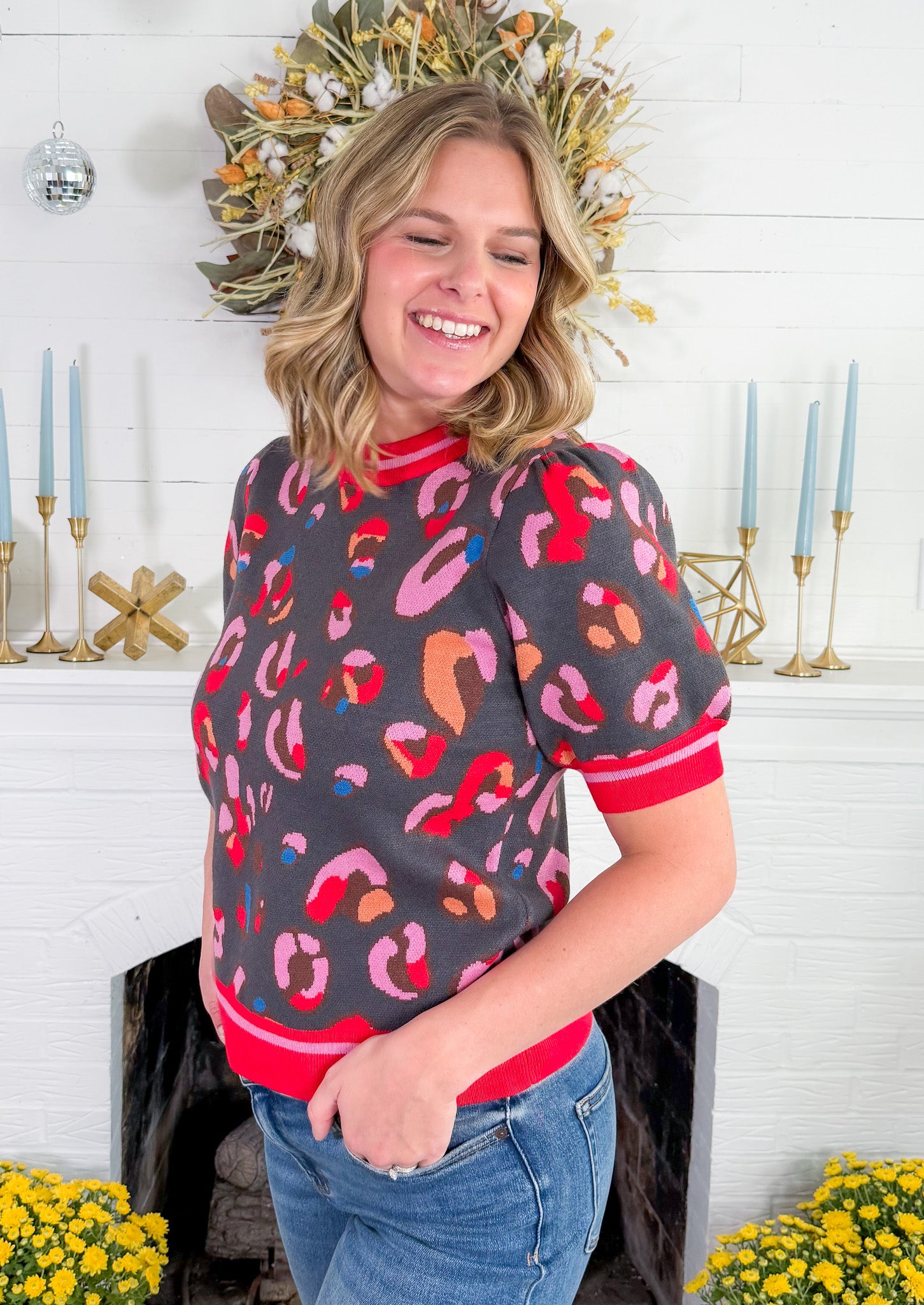 Gerhart Charcoal Multi Leopard Sweater 