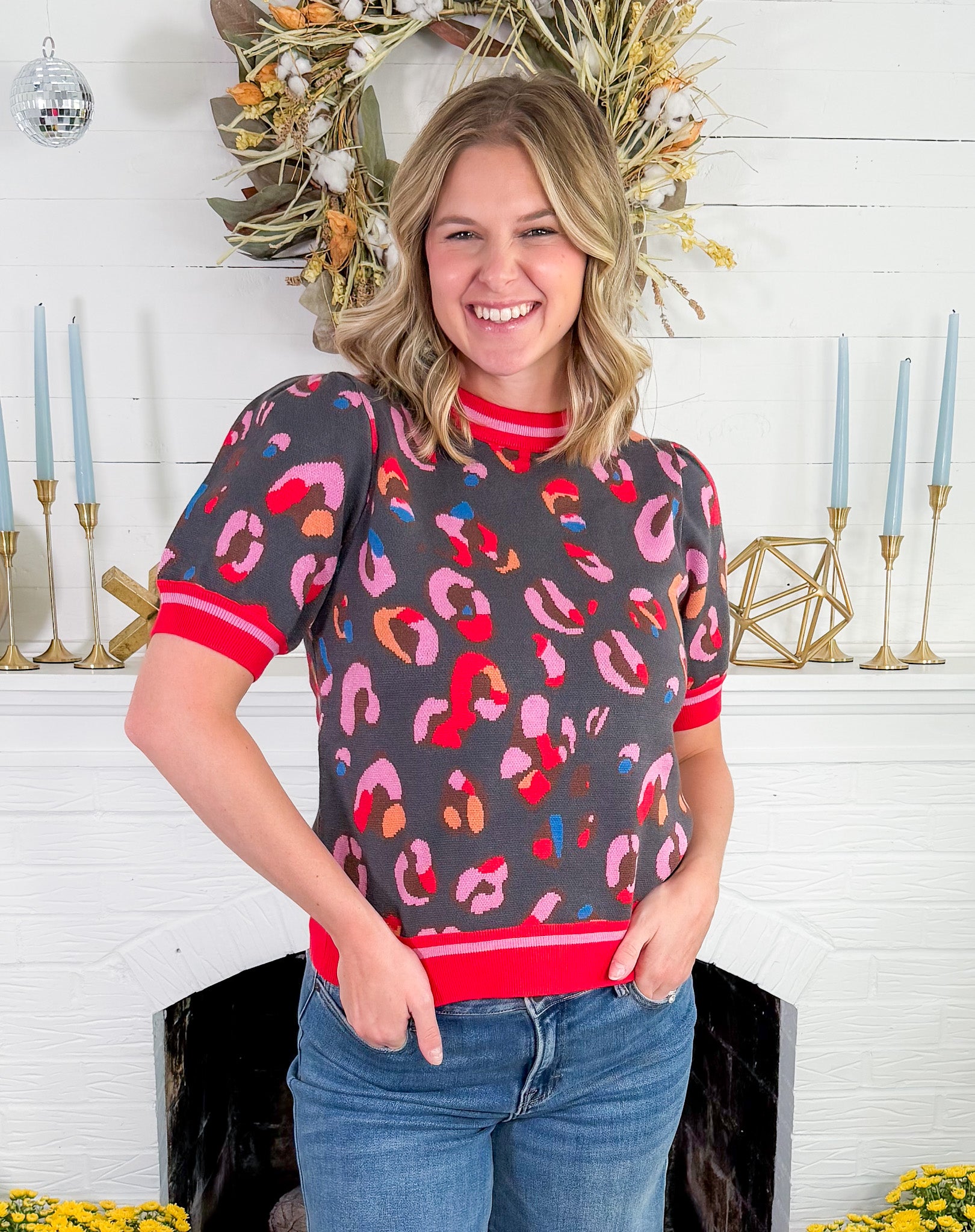 Gerhart Charcoal Multi Leopard Sweater 