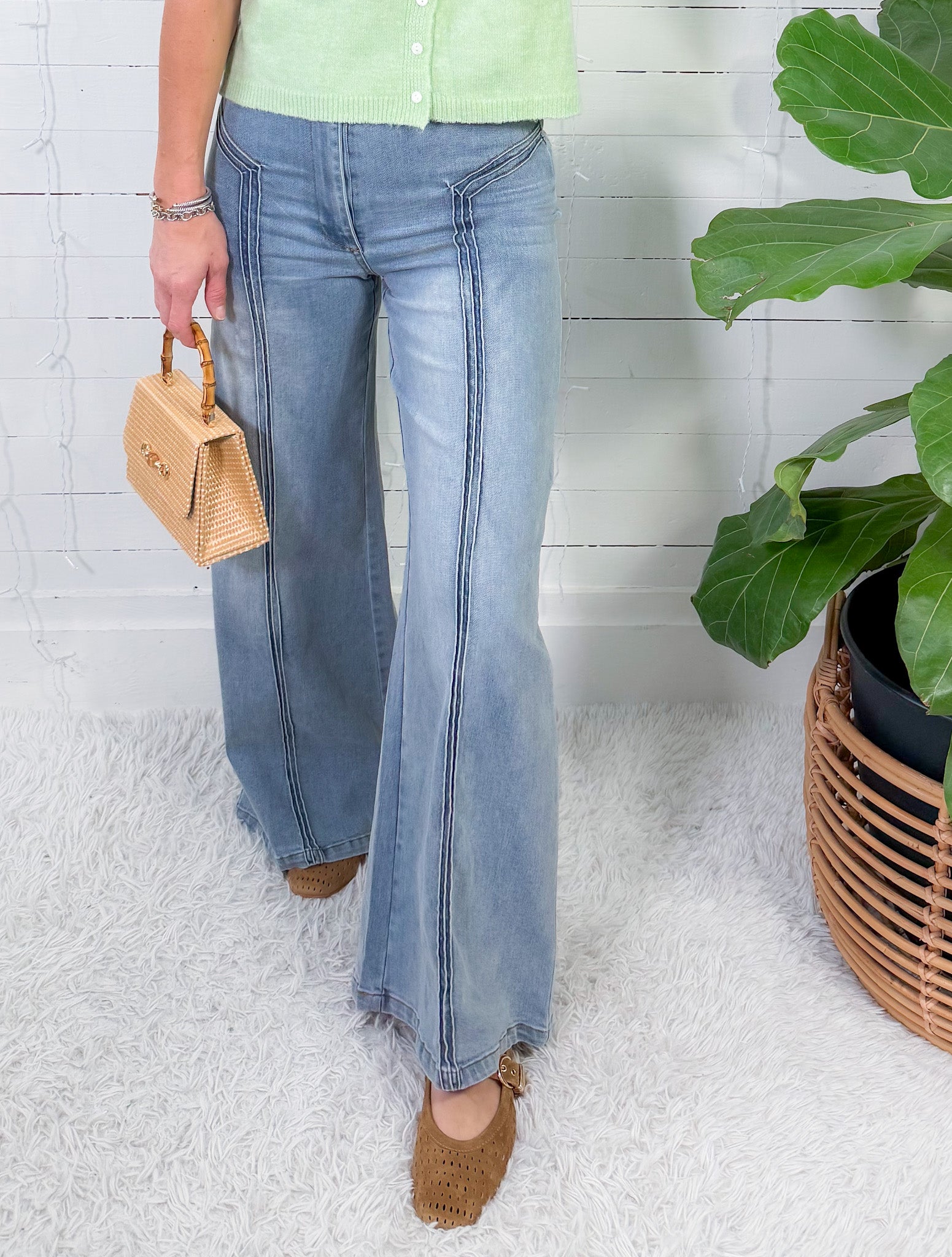 Gerhart Front Seam Light Wash Denim Jeans FATE