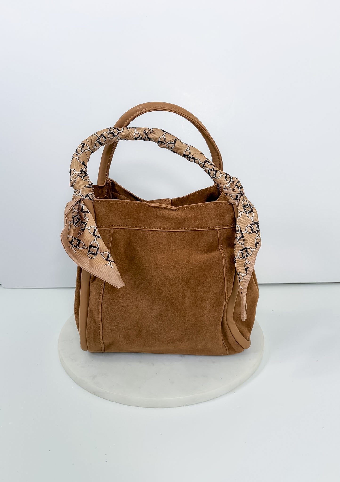 Gianna Latte Suede Bucket Bag