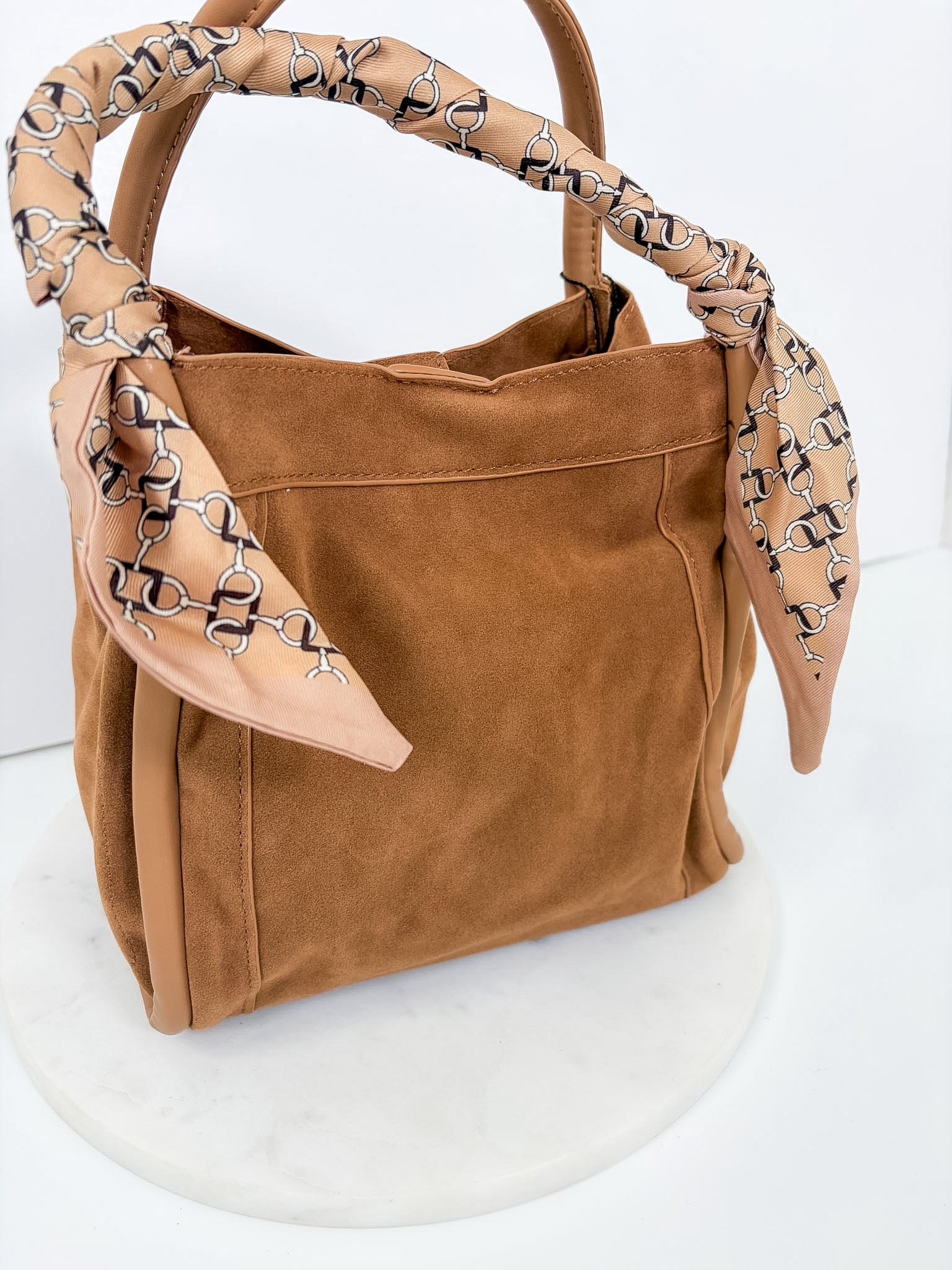 Gianna Latte Suede Bucket Bag