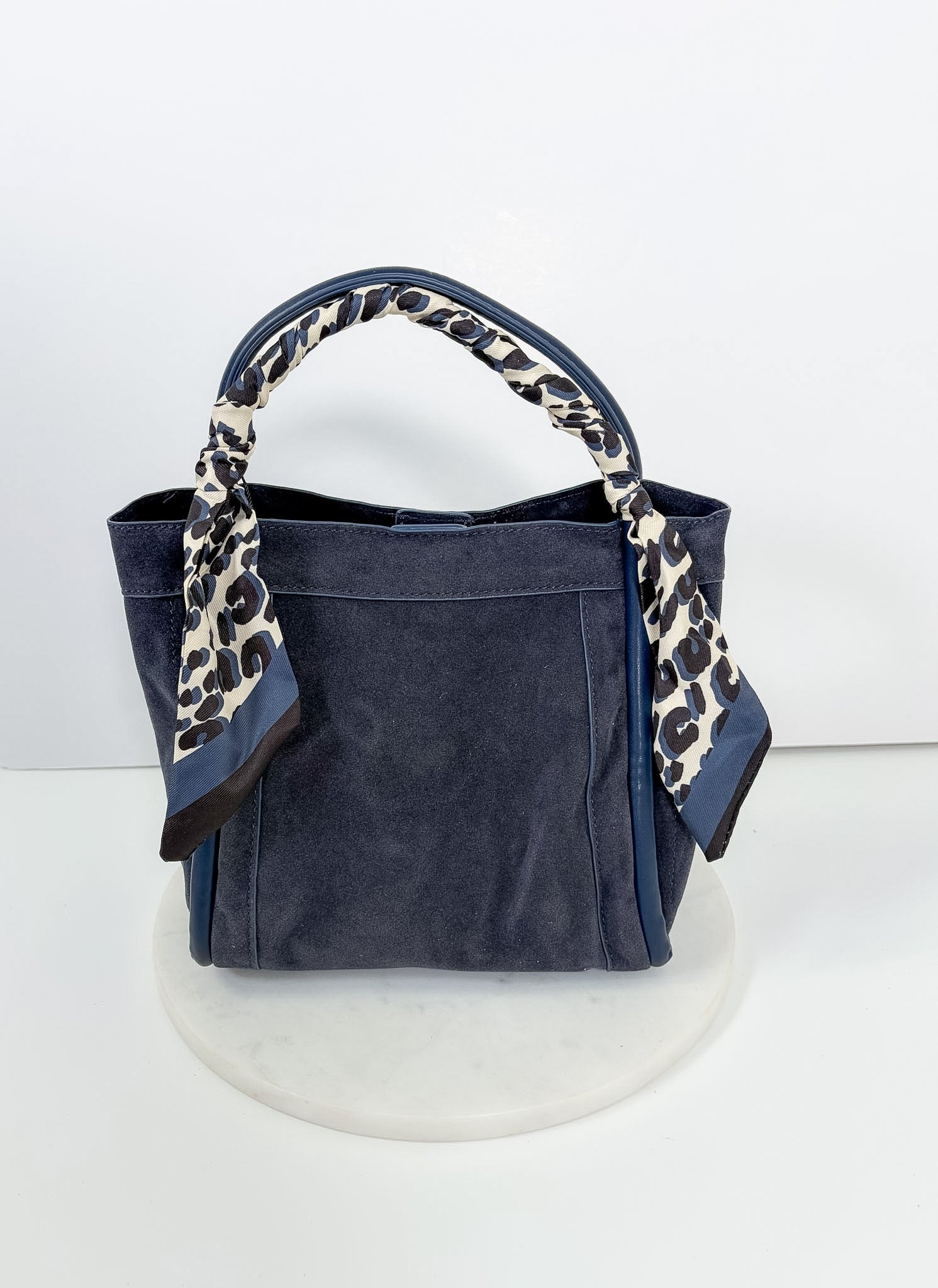 Gianna Navy Suede Bucket Bag