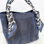 Gianna Navy Suede Bucket Bag
