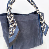 Gianna Navy Suede Bucket Bag